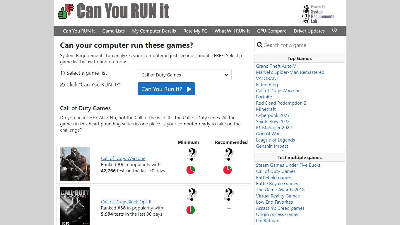 Can your computer run these games? - System Requirements Lab